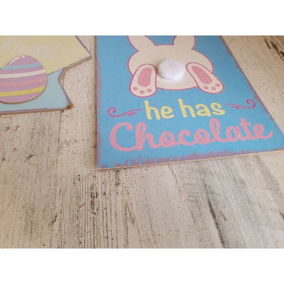 Easter follow the bunny he has chocolates spring hanging signs decor - Picture 6 of 8